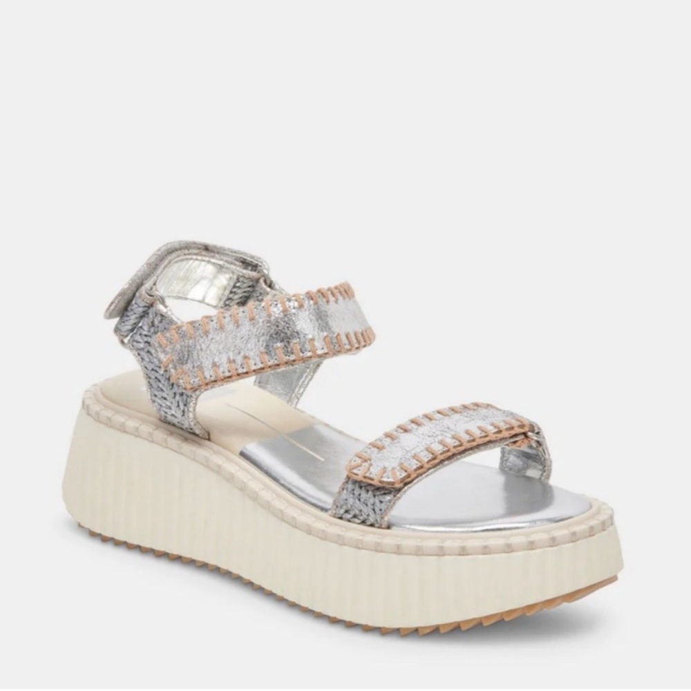 NIB Dolce Vita Debra Platform Sandal Silver Sz 10 $130